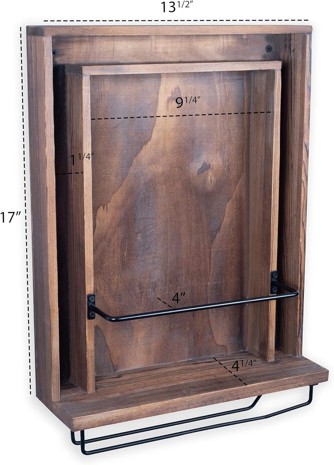 Rustic State 3 Bottle Solid Wood Wall Mounted Wine Bottle & Glass Rack in Dark Brown | Wayfair