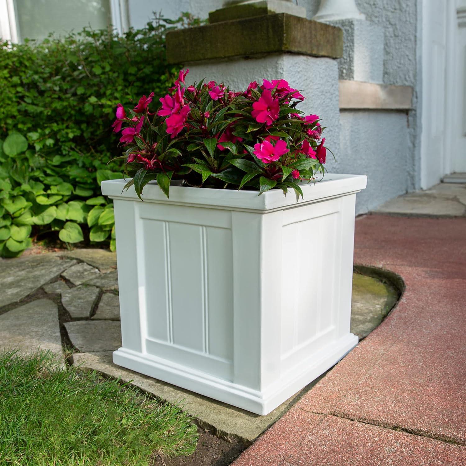 Cape Cod 14" White Polyethylene Outdoor Square Planter