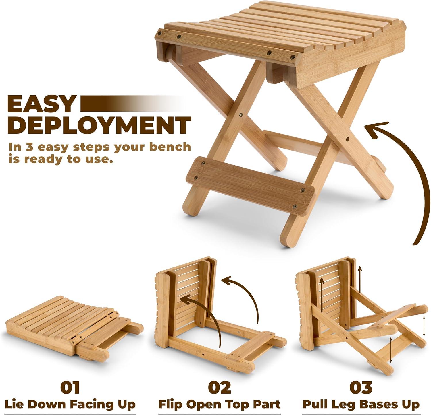 Sorbus Sorbus Bamboo Folding Step Stool Bench