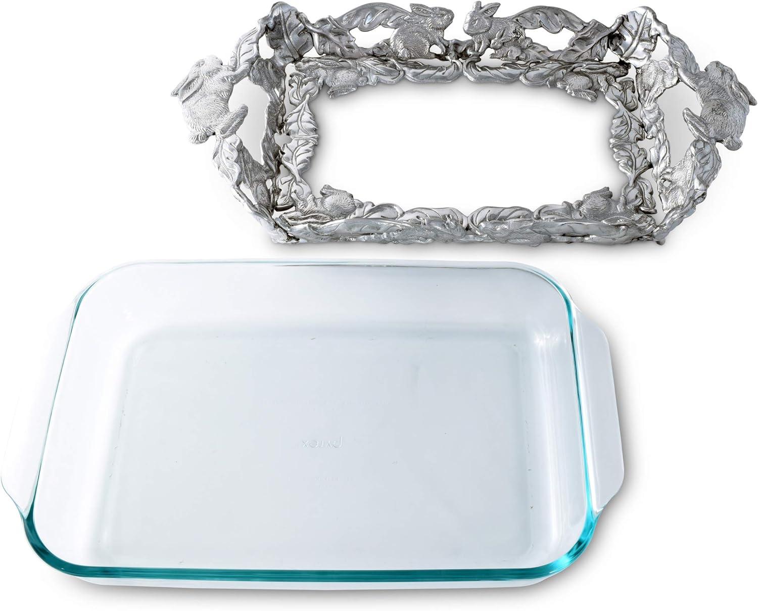 Silver Bunny Aluminum and Glass 3-Quart Casserole Dish