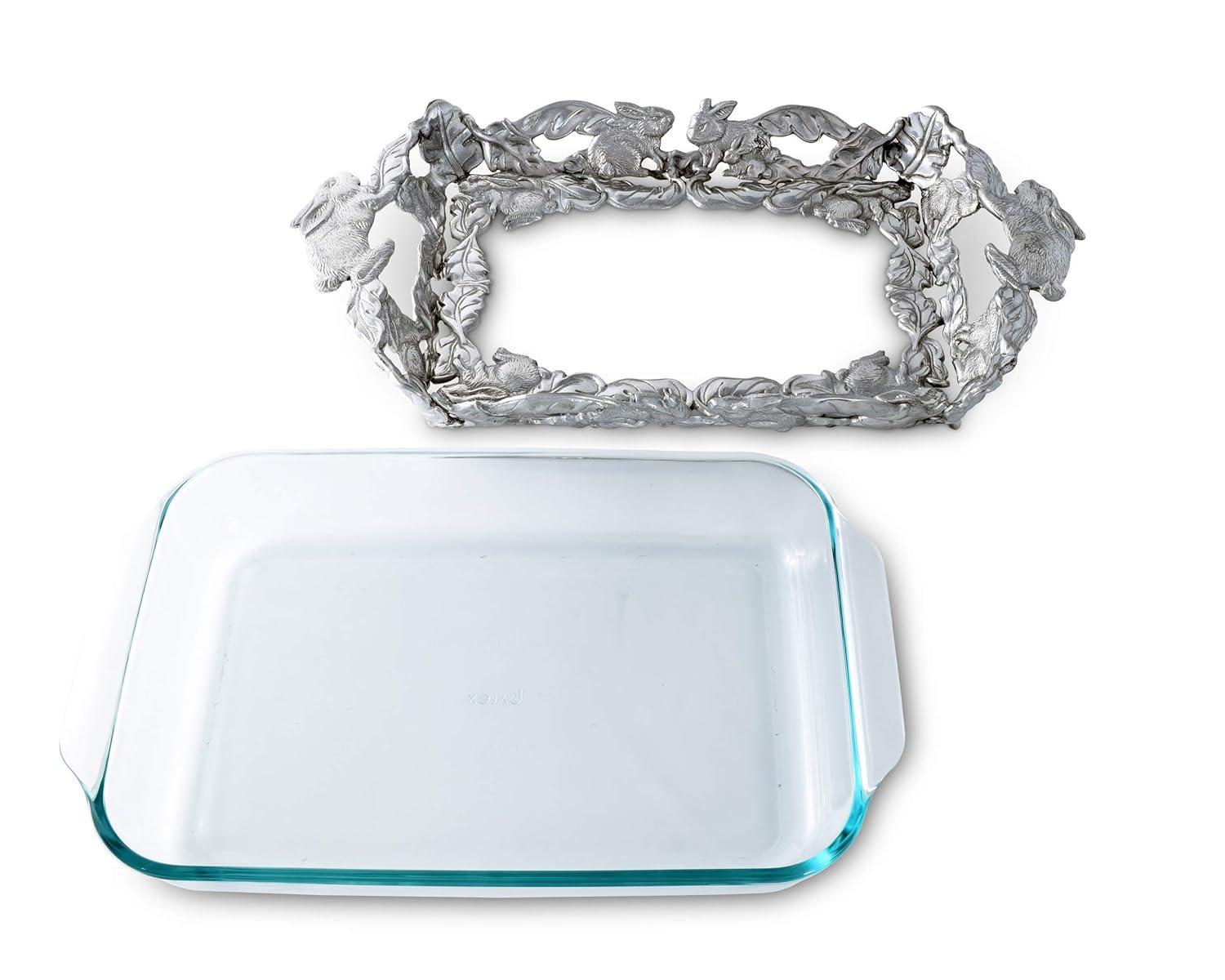 Silver Bunny Aluminum and Glass 3-Quart Casserole Dish