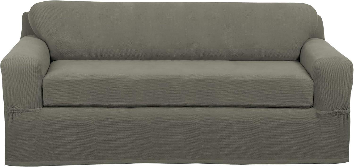 Zenna Home Pixel 2-Piece Stretch Sofa Furniture Slipcover, Dark Olive Green