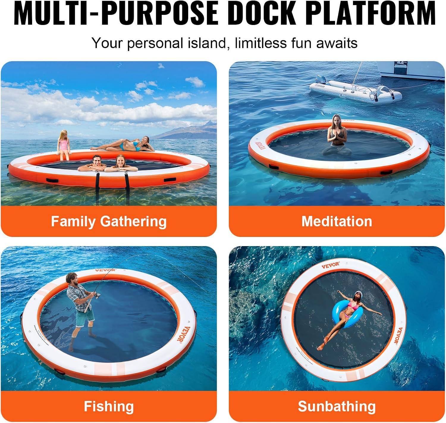 Stellweilan Tessberg 15x6.5FT Inflatable Dock Platform with 4*6FT Trampoline Mesh Pool, Floating Platform Water Mat