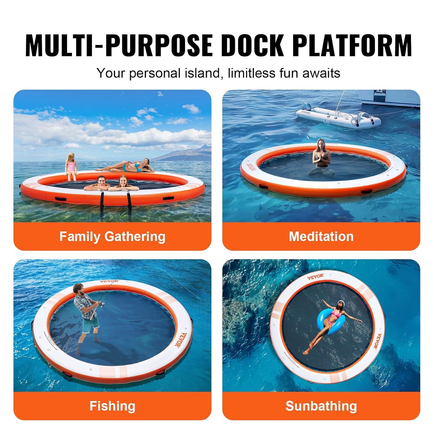 Stellweilan Tessberg 15x6.5FT Inflatable Dock Platform with 4*6FT Trampoline Mesh Pool, Floating Platform Water Mat