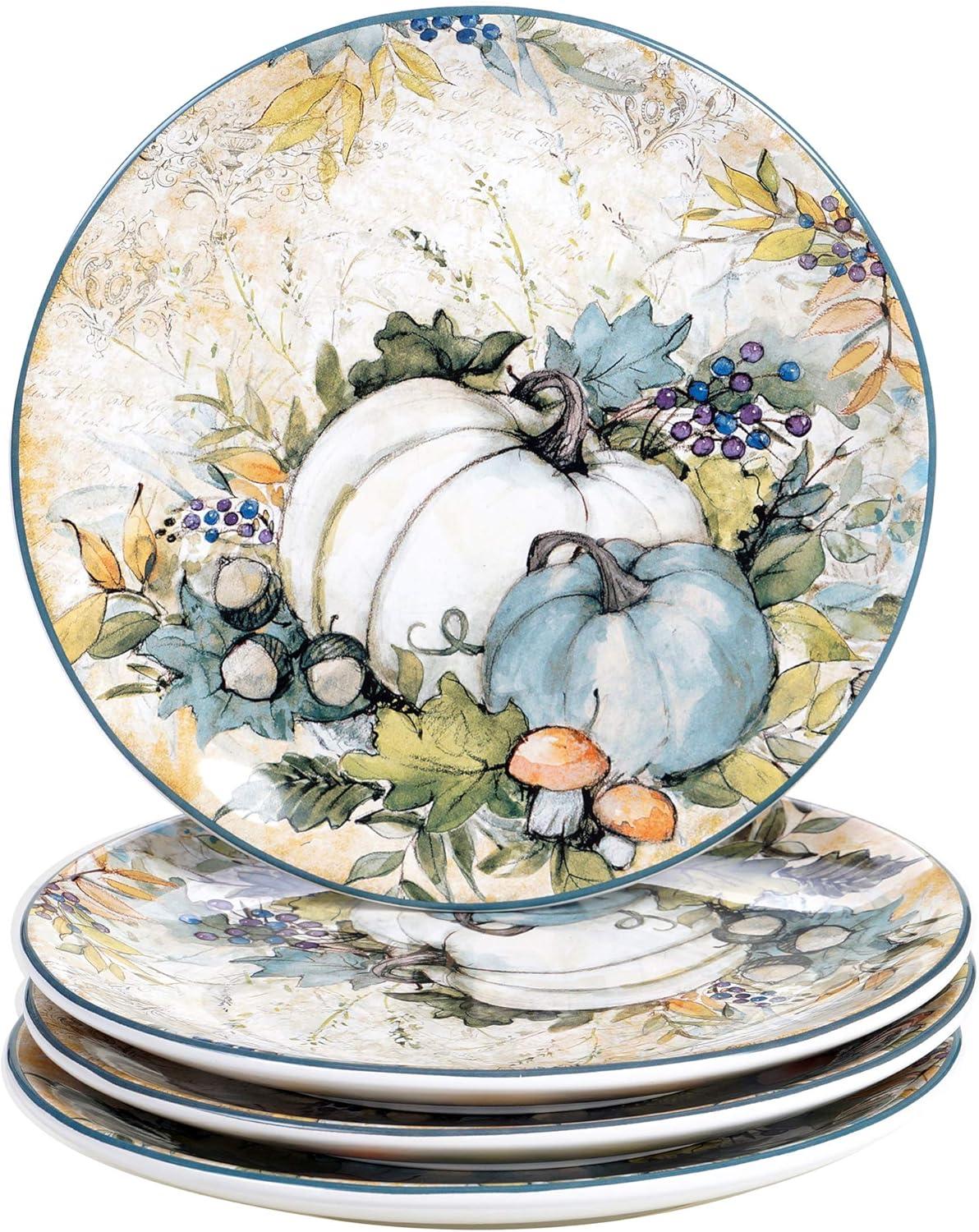 Harvest Gatherings Ceramic Fall Dessert Plates, Set of 4