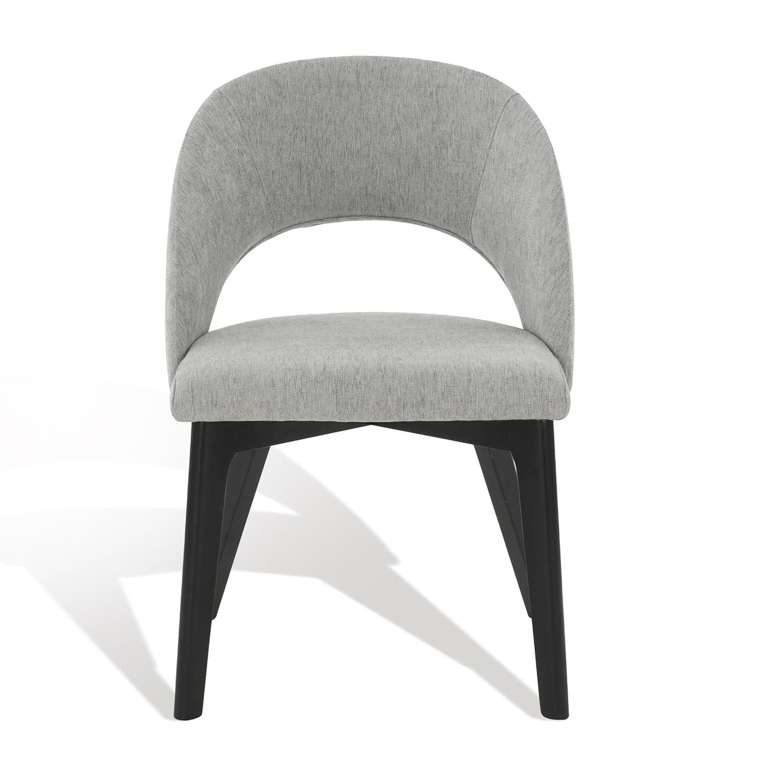 SAFAVIEH Couture Rowland Mid-Century Linen Solid Dining Chair, Grey/Black
