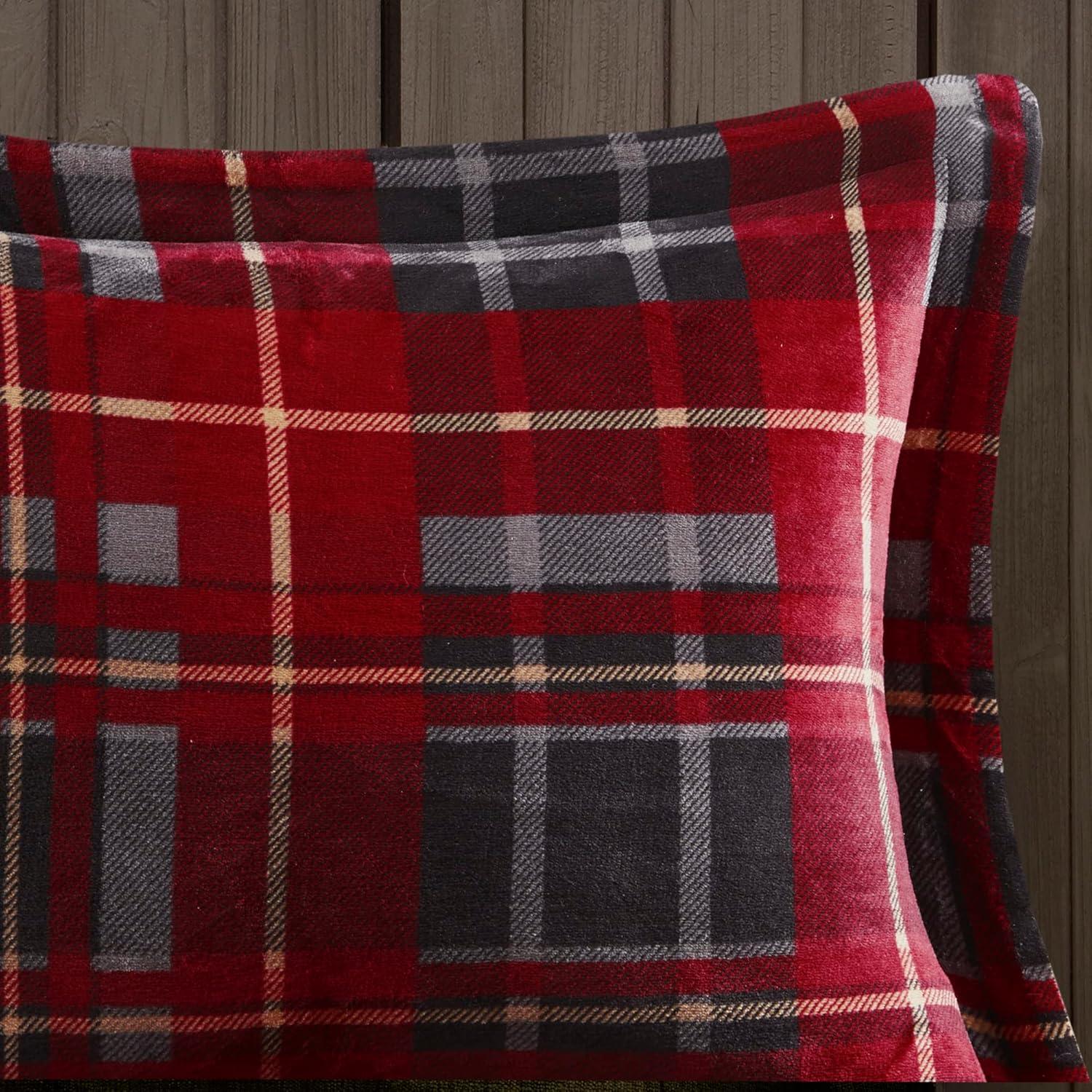 Full Red Plaid Down Alternative Bedspread Set