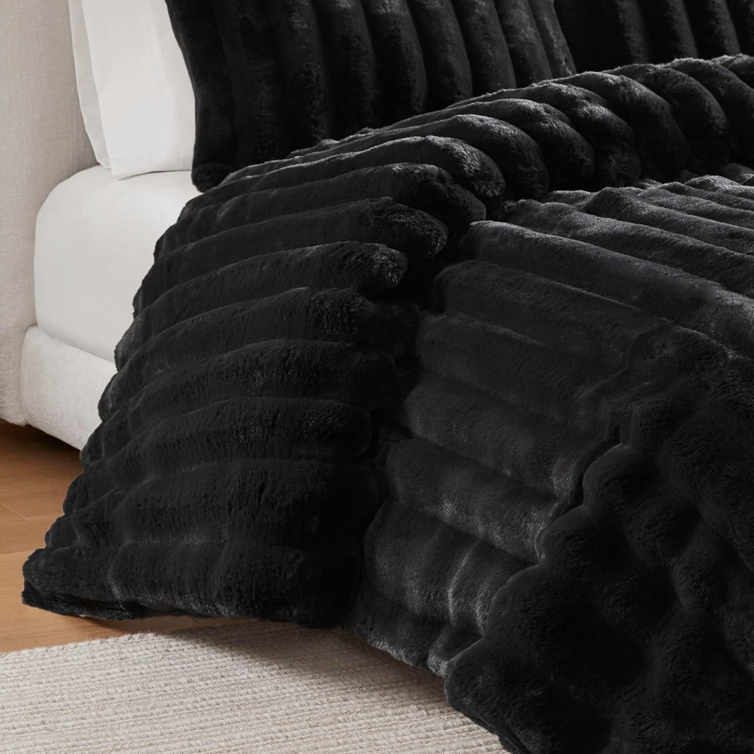 Madison Park Jasmine 3 Piece Ultrasoft Faux Fur Ribbed Comforter Set