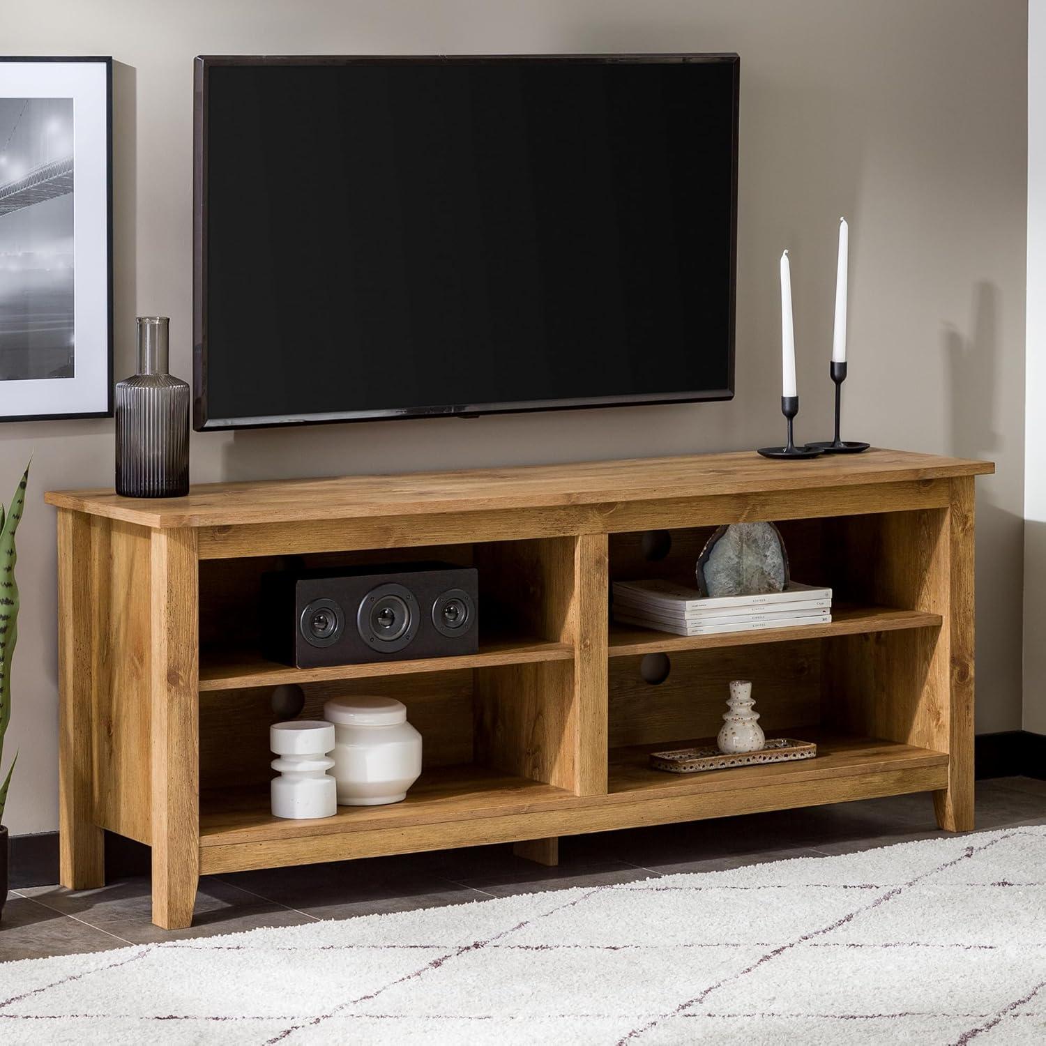 Walker Edison Simple 58" Wood TV Stand in Barnwood (TVs up to 60")