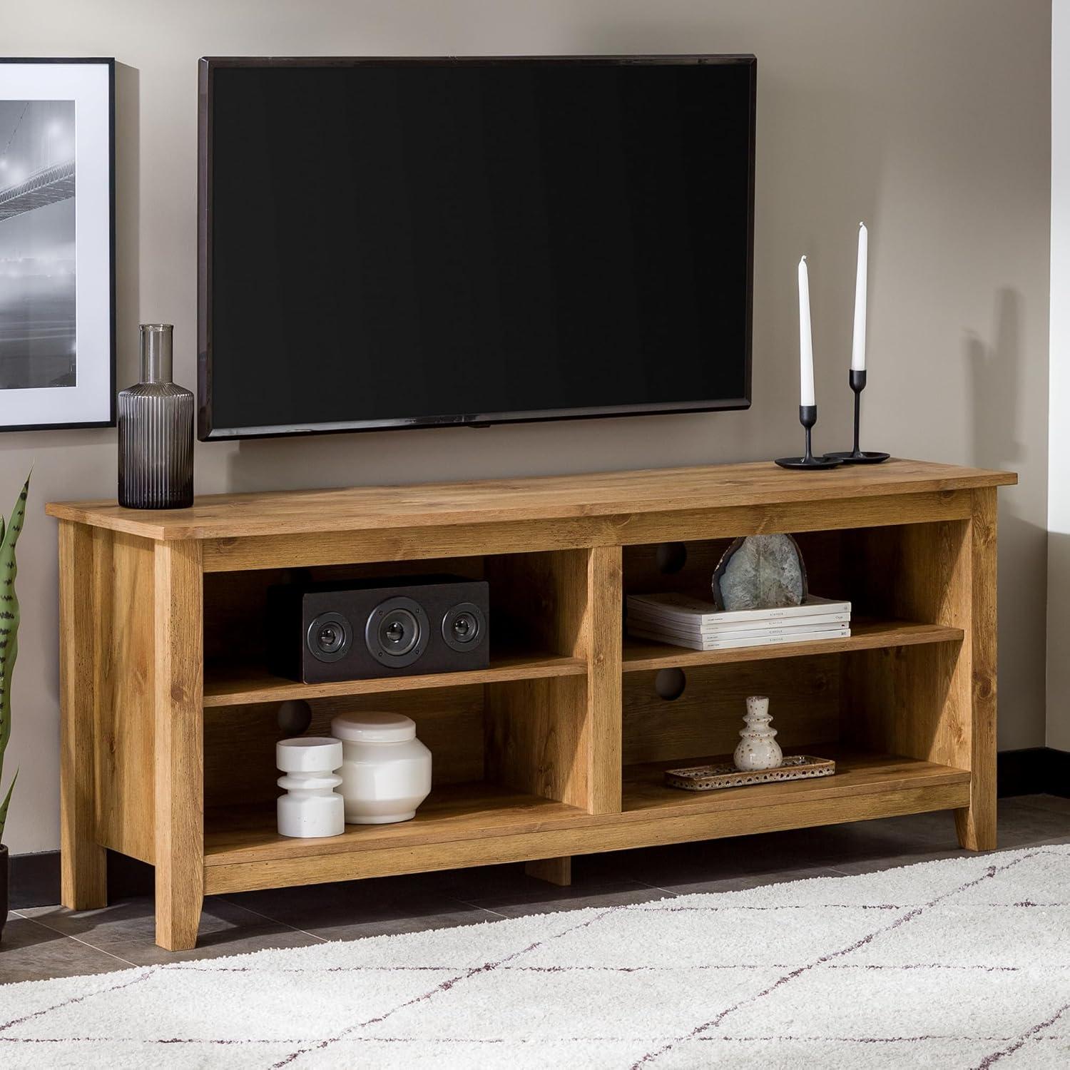 WE Furniture 24" H x 58" W x 16" Wood TV Media Stand Storage Console