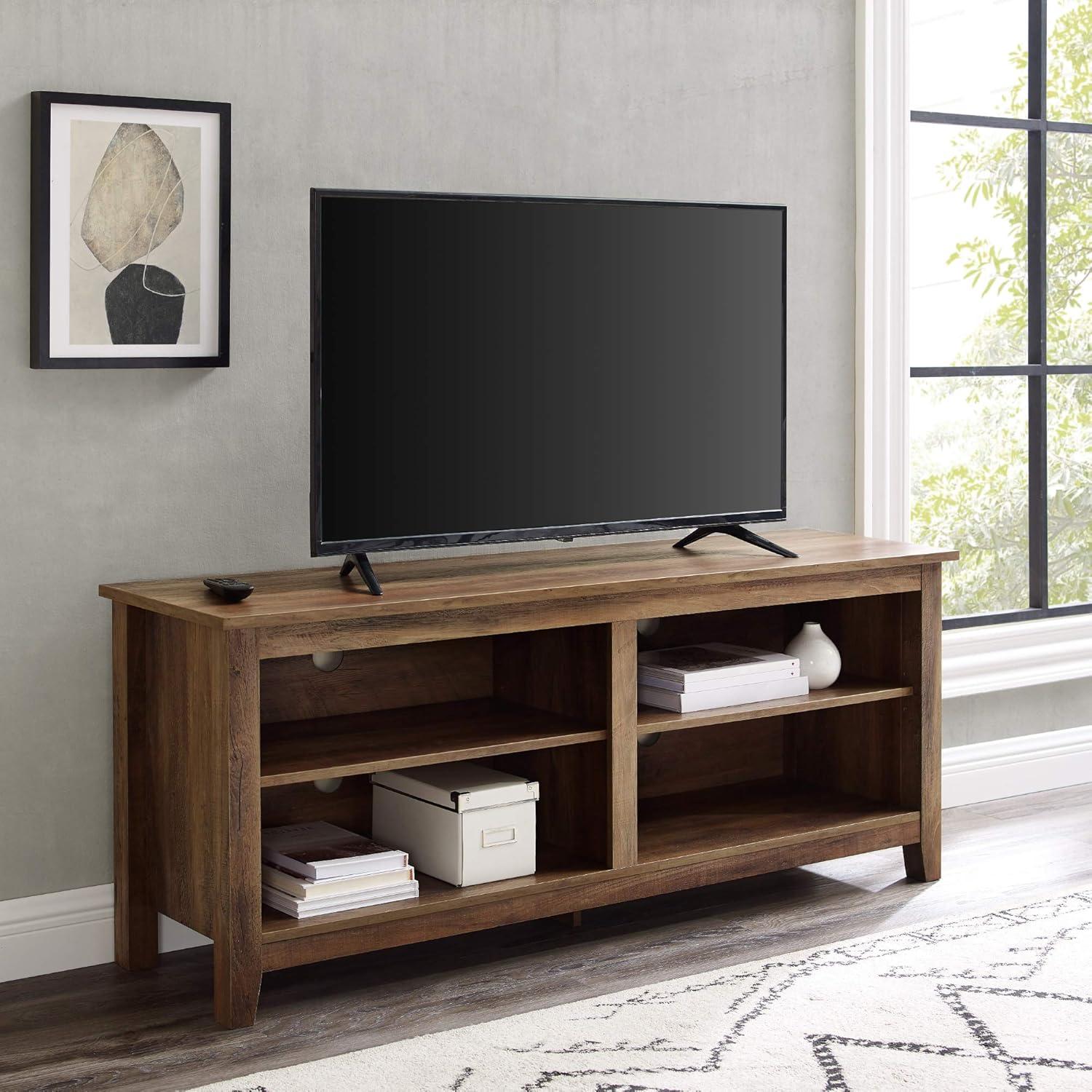 WE Furniture 24" H x 58" W x 16" Wood TV Media Stand Storage Console