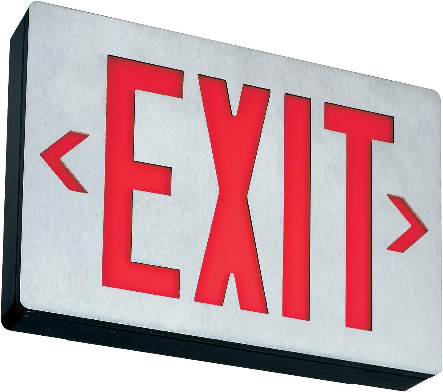 Silver Aluminum LED Emergency Exit Sign with Red Letters