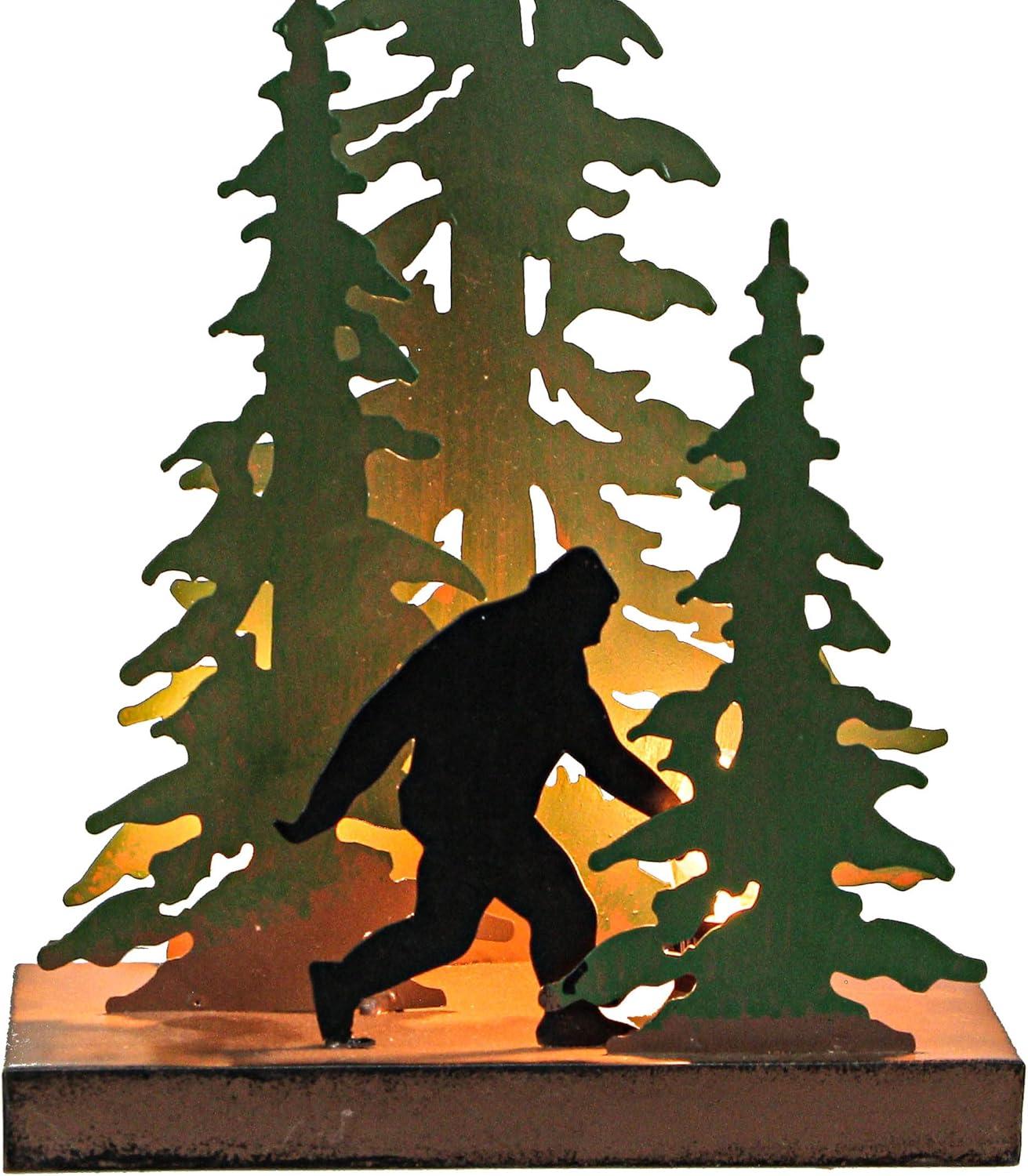 Millwood Pines Rustic Metal Rude Bigfoot In Forest Accent Lamp Decorative Sasquatch Home Decor