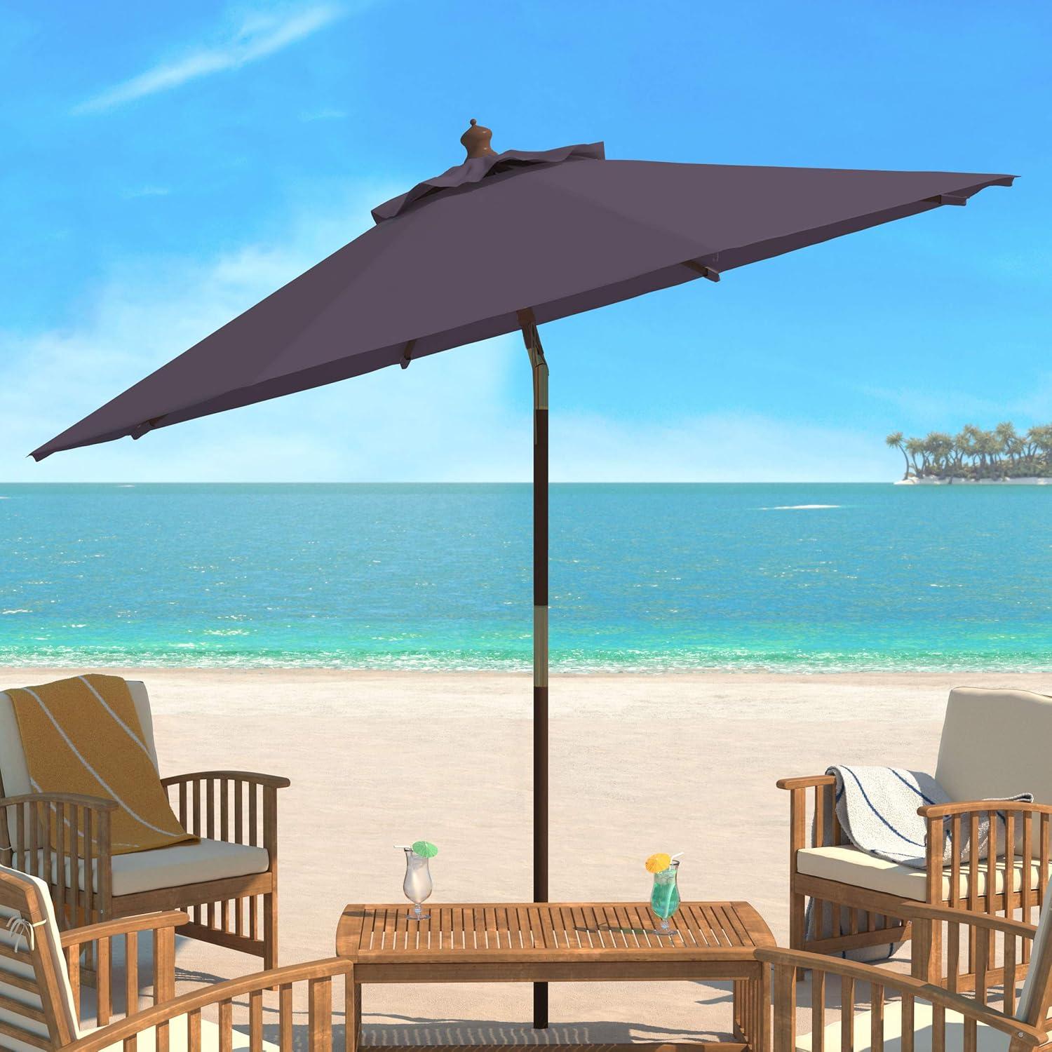 Cannes 11Ft Wooden Pulley Market Umbrella  - PAT8109 - Grey - Safavieh