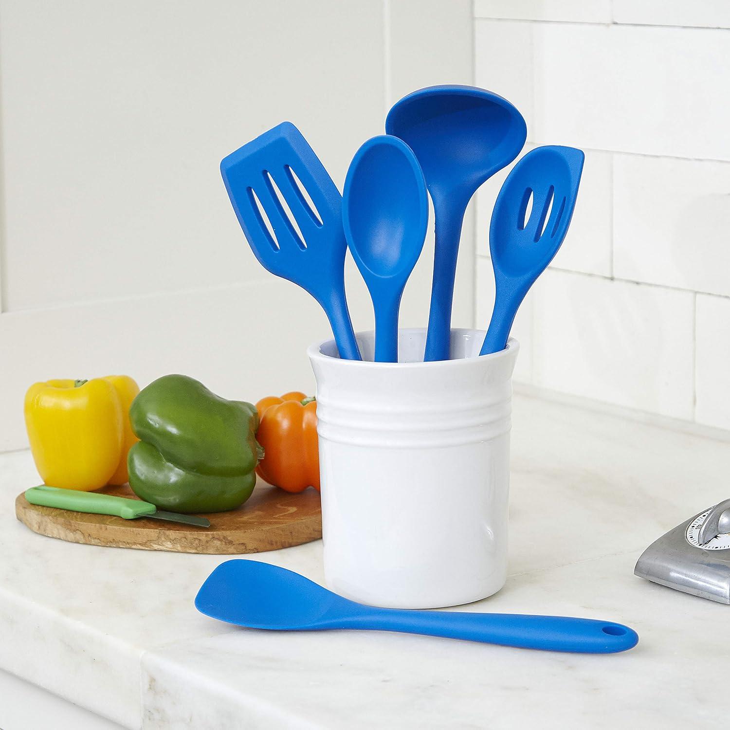 Better Houseware 3500/B 5-Piece Silicone Cooking Utensils (Blue)