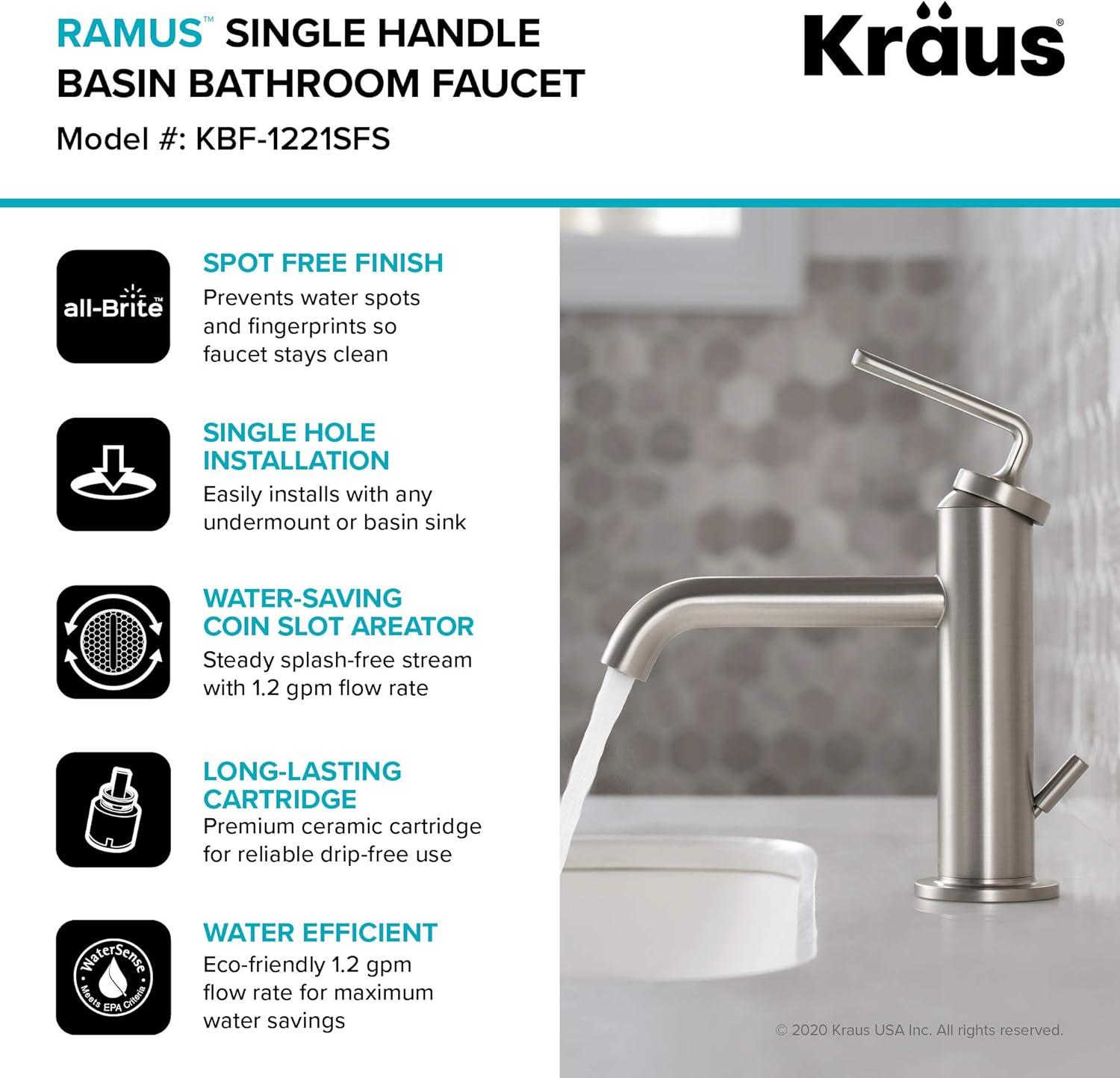 Ramus 7.38'' High Modern Spot Free Stainless Steel Bathroom Faucet