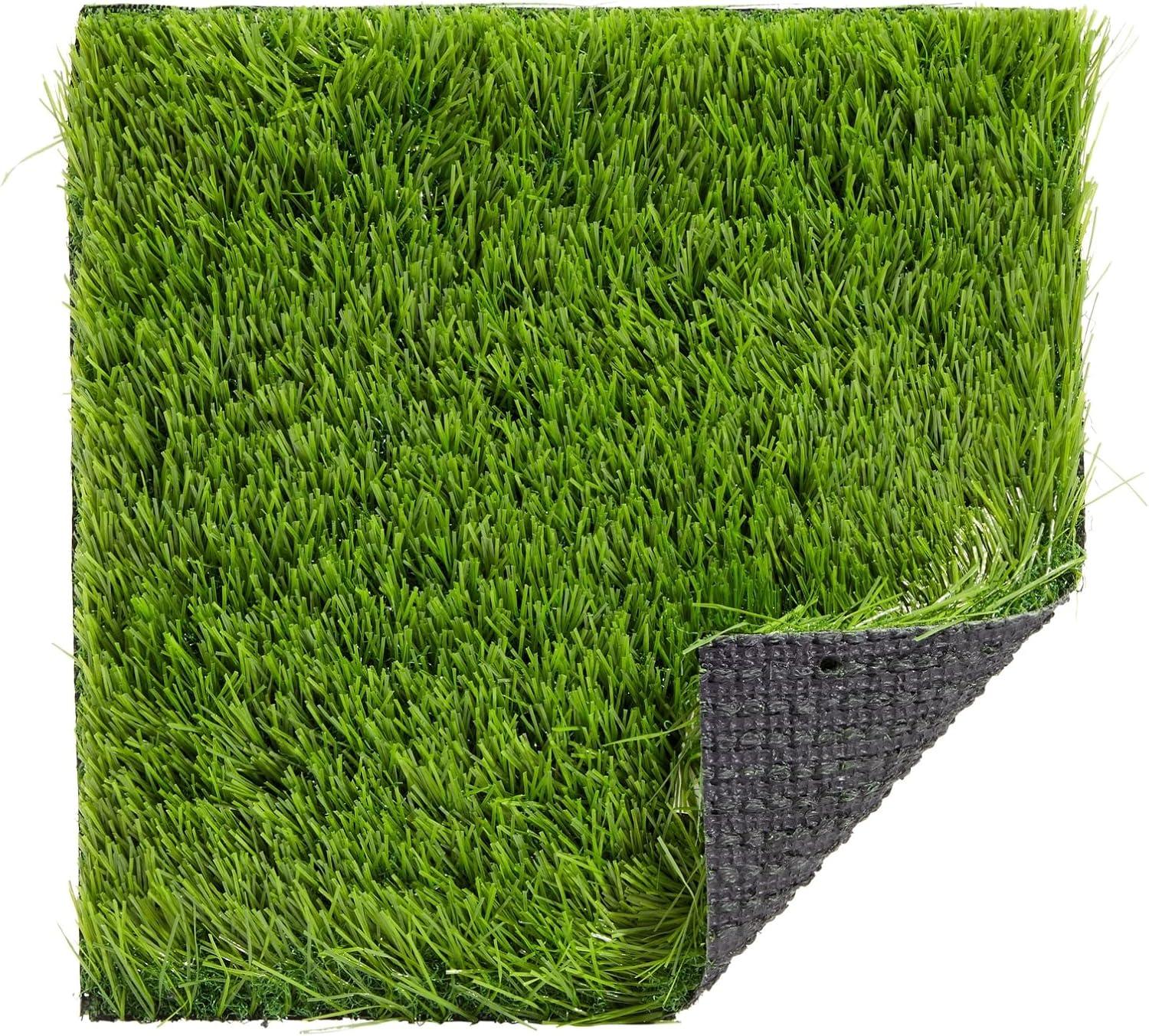 Juvale 4-Pack Artificial Grass Mat Squares, 12x12-Inch Fake Turf Tiles for Balcony, Patio, Indoor & Outdoor Faux Placemats DIY