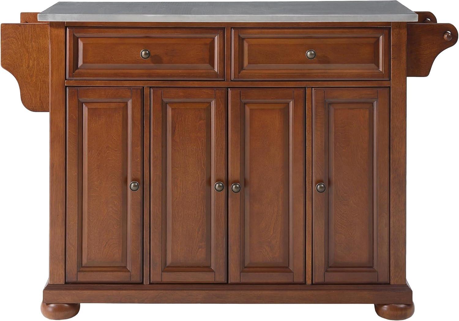 Alexandria Stainless Steel Top Kitchen Island Cherry - Crosley: Storage, Adjustable Shelves, Towel Bar
