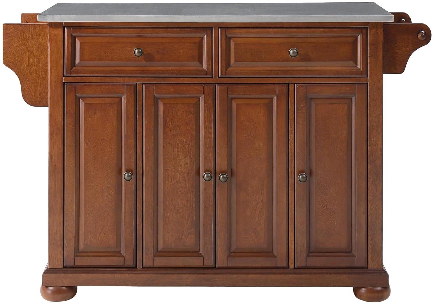 Alexandria Stainless Steel Top Kitchen Island Cherry - Crosley: Storage, Adjustable Shelves, Towel Bar