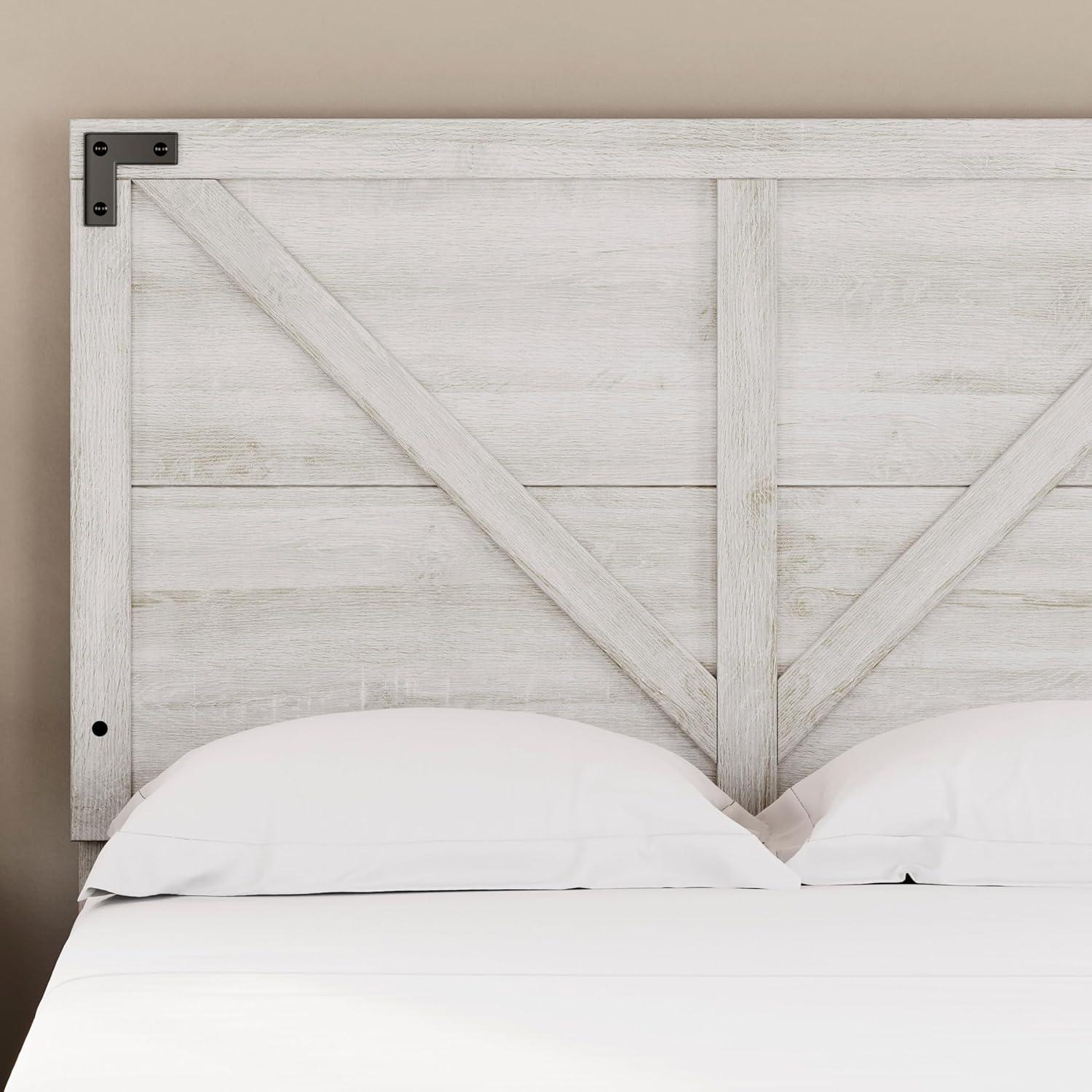 Full Shawburn Panel Headboard White/Dark Gray: Crossbuck Detail, Wood Frame - Signature Design by Ashley
