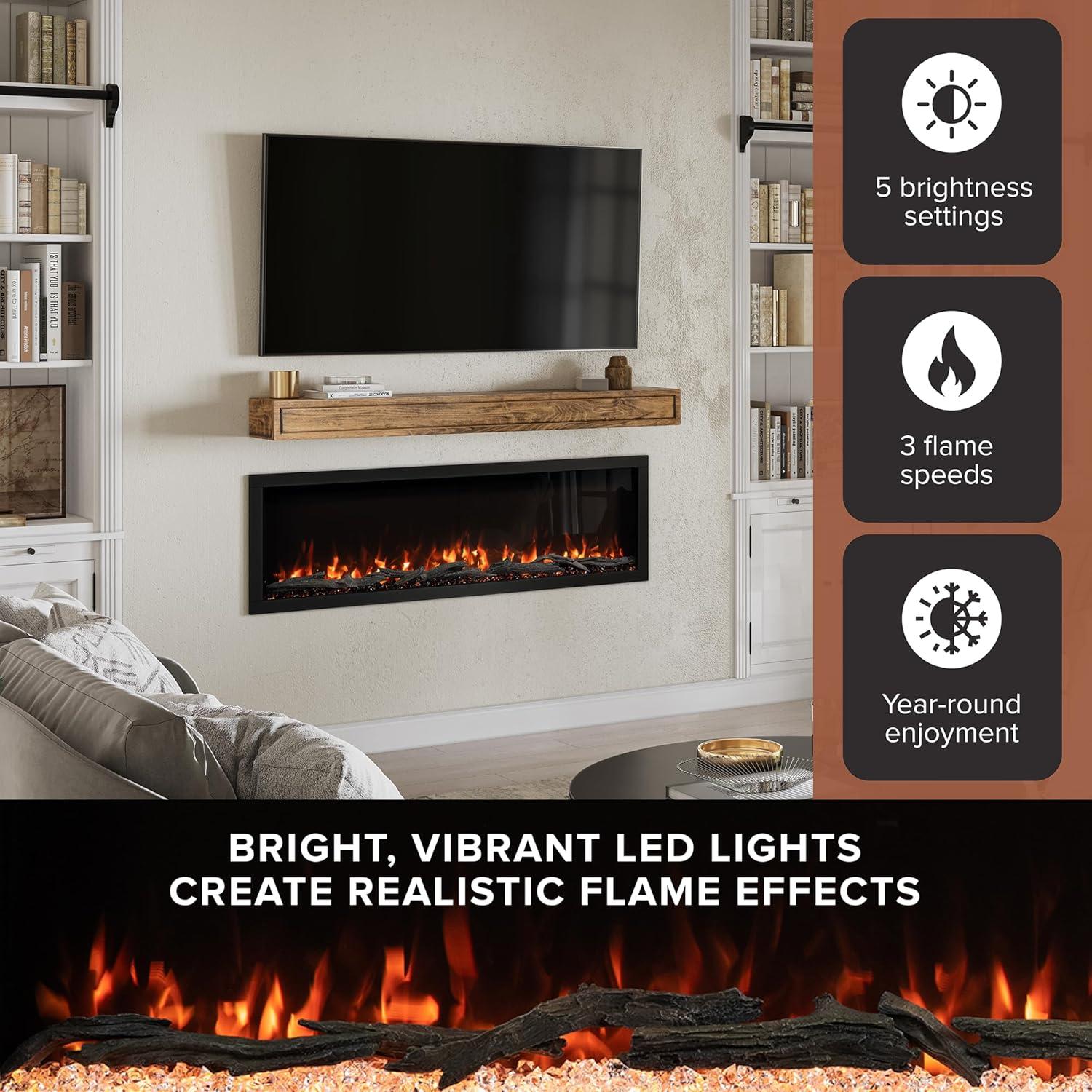 Modern Ember Highmark Linear Electric Fireplace with Alexa and Google Assistant Smart Features