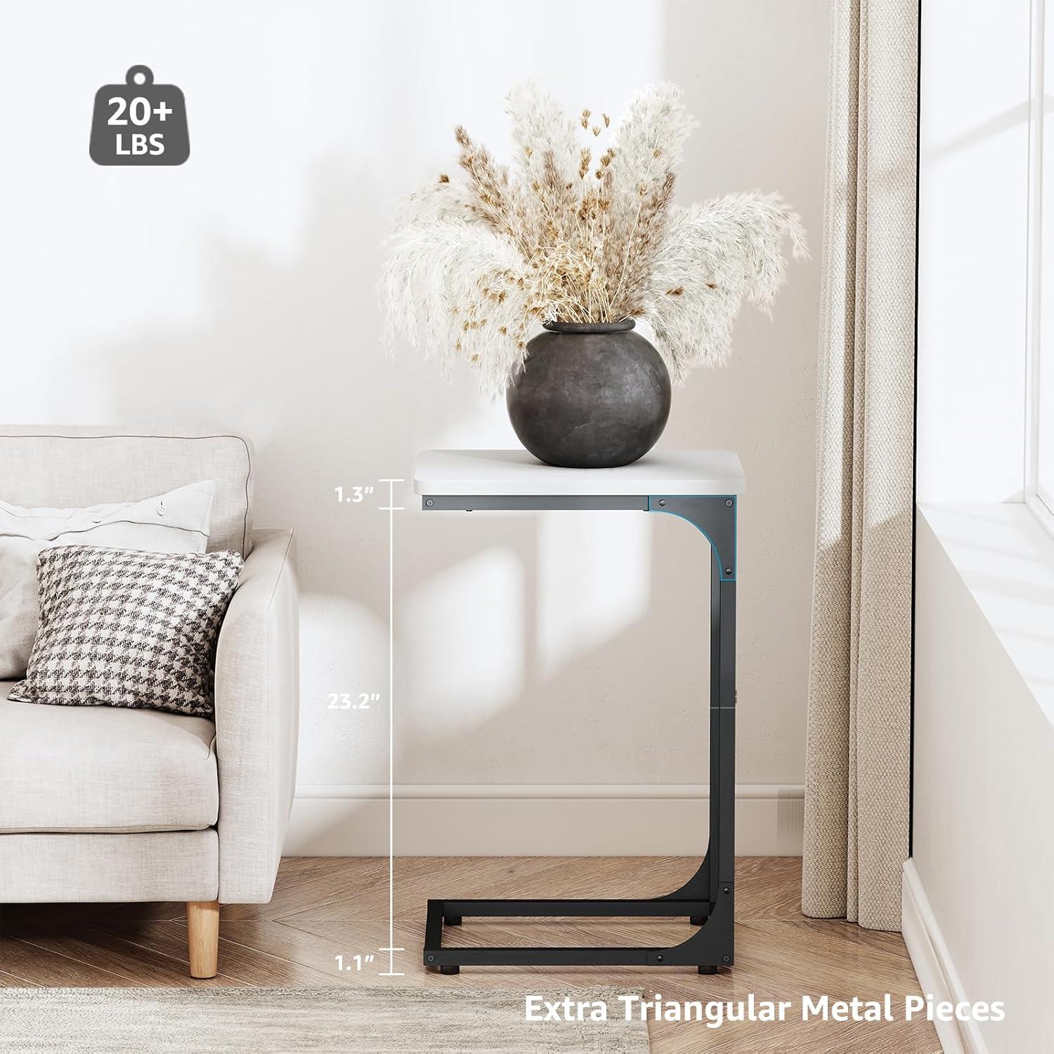 C Table Side Table Set of 2 Living Room Sets C Shaped Couch Tray End Tables Modern, Black and White