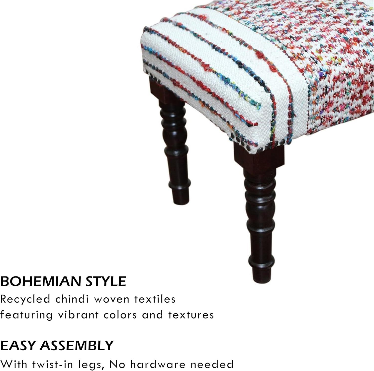 Colorful Chevron and Striped Chindi Bench with Storage