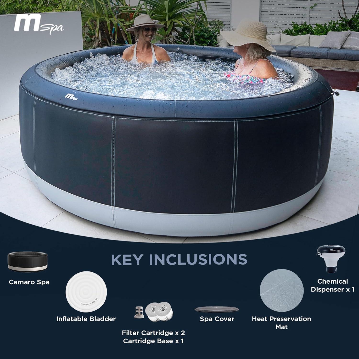 Round Black and Silver Inflatable 6-Person Hot Tub Spa