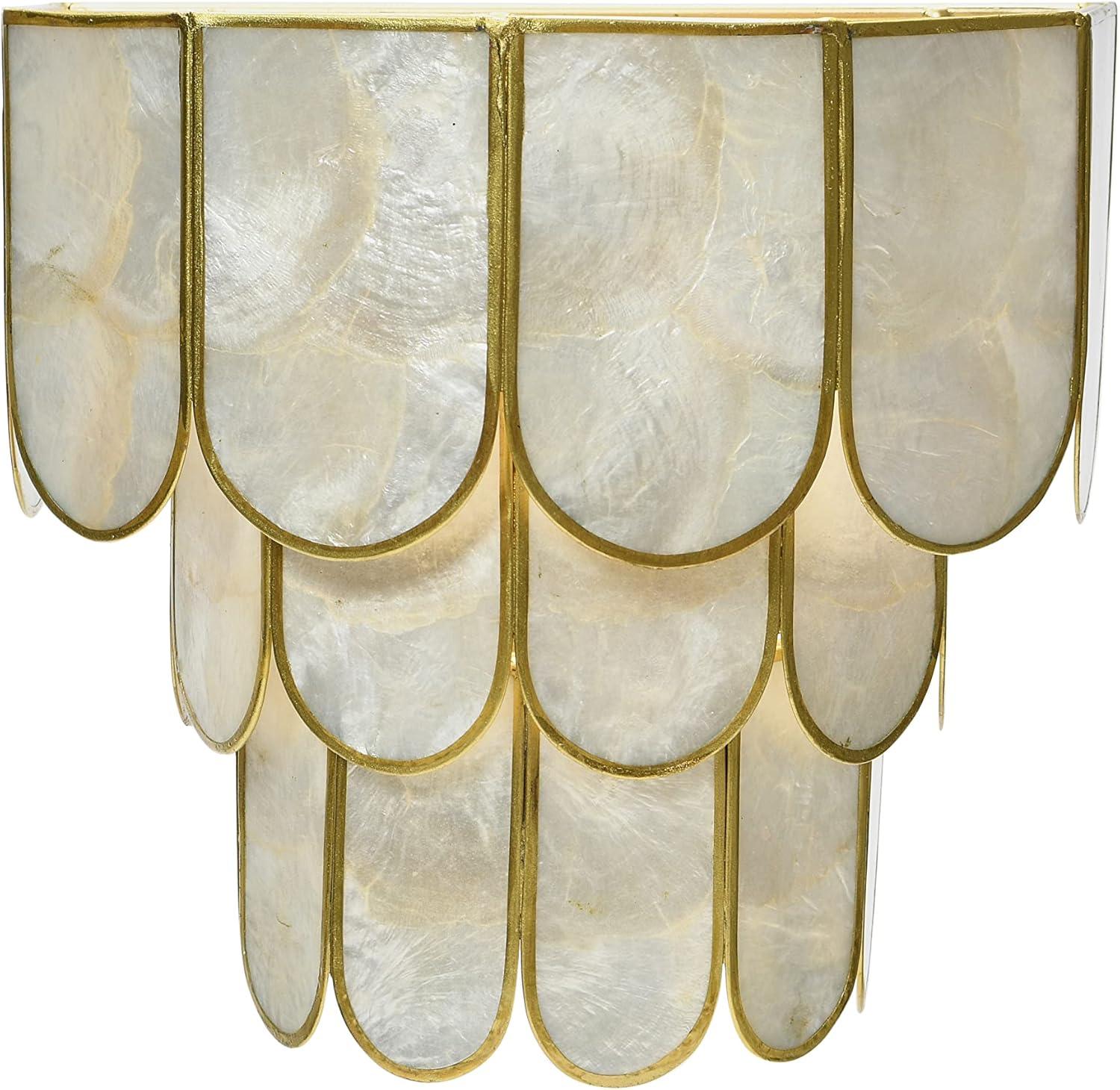 Storied Home 4-Tier Capiz and Metal Wall Sconce: ETL & UL Listed, 1-Way On Off, No Battery Required