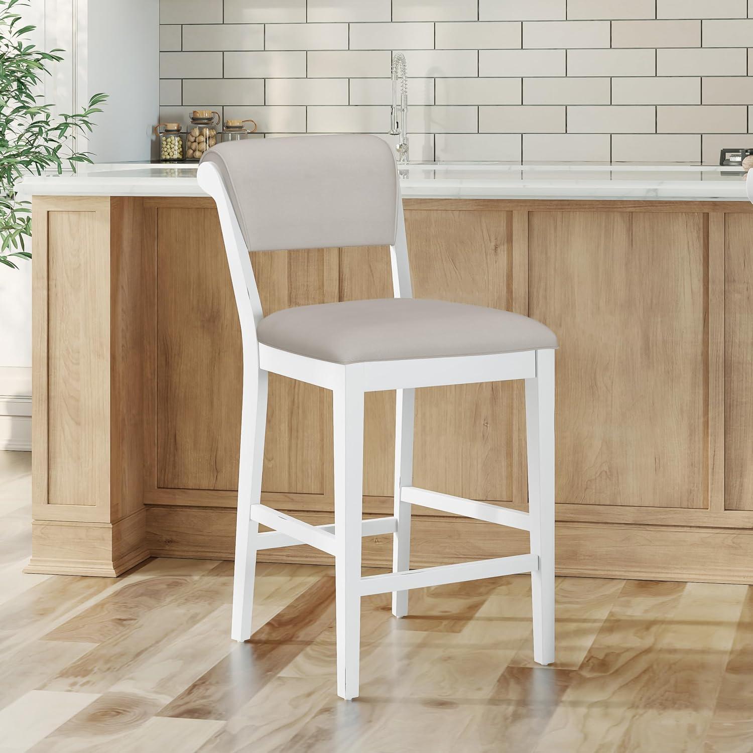 Clarion Wood and Upholstered Panel Back Counter Height Stool Sea White - Hillsdale Furniture