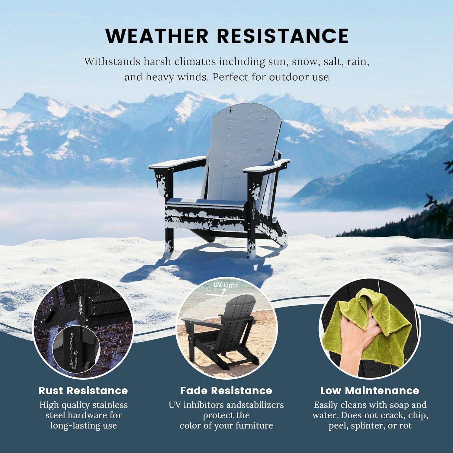 Westin Outdoor Braxton Folding Plastic Adirondack Chair - Black (Set of 2)