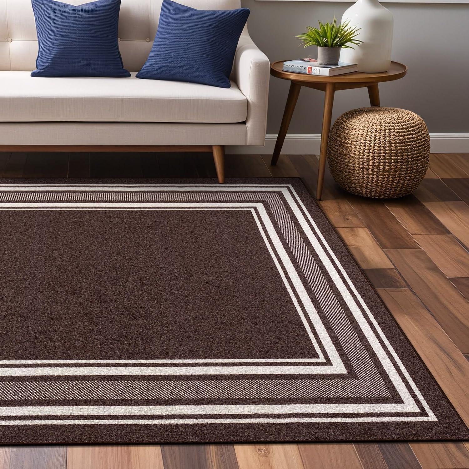 Quiogue Brown Non-Slip Area Rug