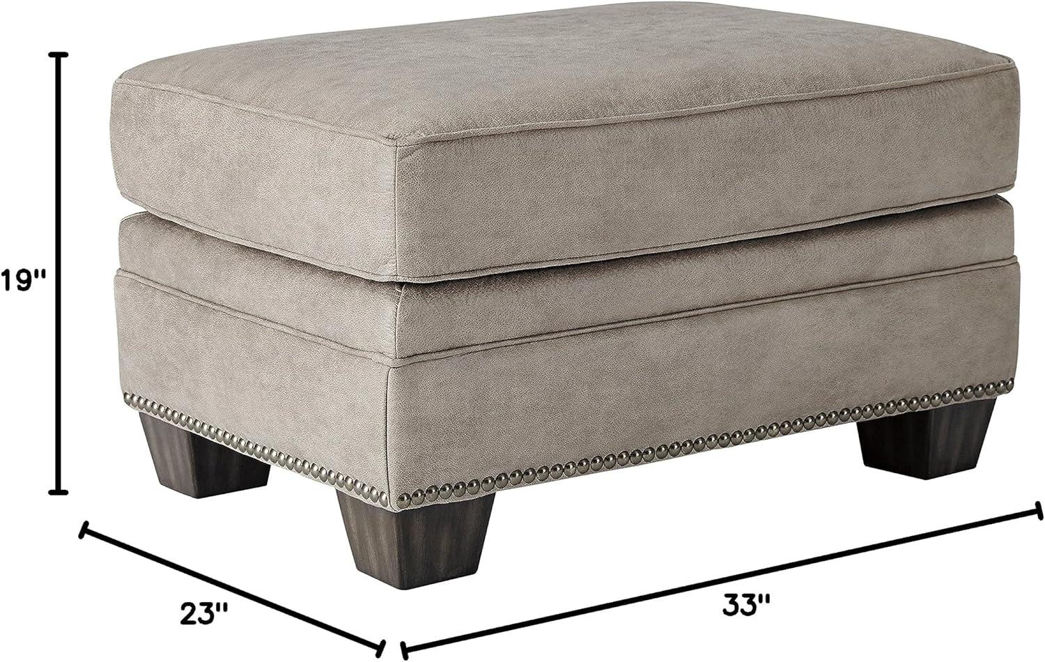 Signature Design by Ashley Traditional Olsberg Ottoman Faux Leather Steel