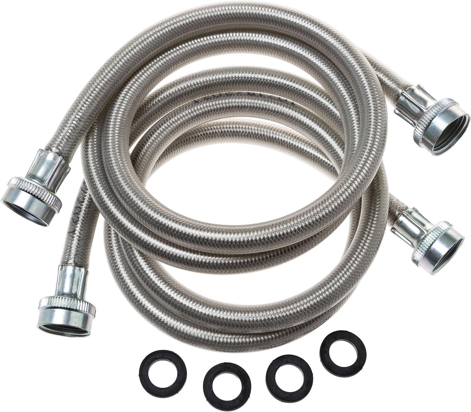 4 Foot Washing Machine Braided Stainless Steel Water Supply Hoses, 2 Pack, PM14X10005