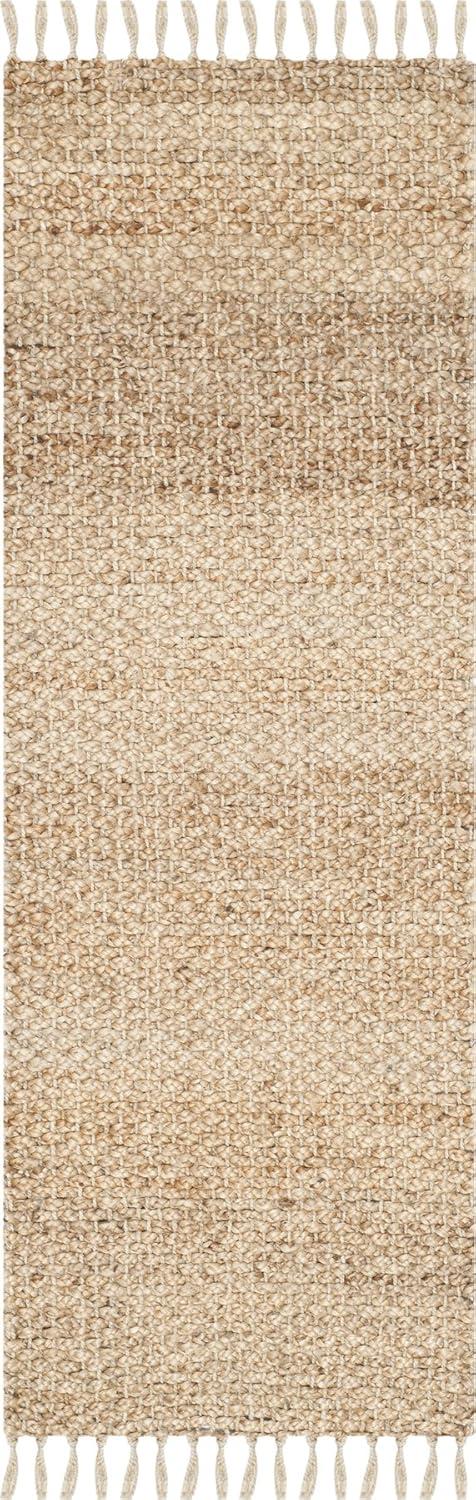 SAFAVIEH Natural Fiber Tangier Solid Braided Fringe Jute Area Rug, Natural, 9' x 12'