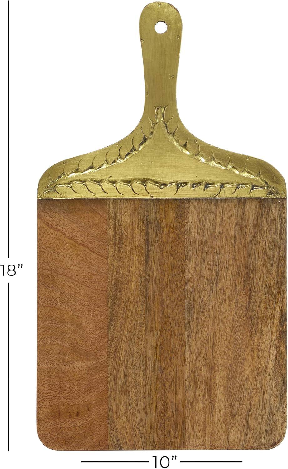 Brown Mango Wood Cutting Board with Brass Handle