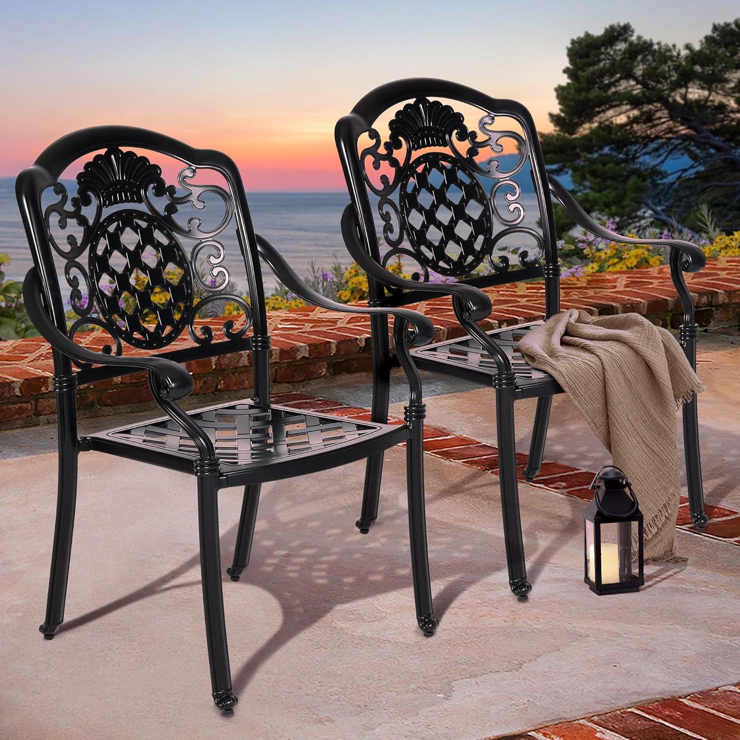 Viga 2pk Cast Aluminum Dining Chair - Shiny Copper - Christopher Knight Home: Weather-Resistant, Fixed Arms, 250lb Capacity