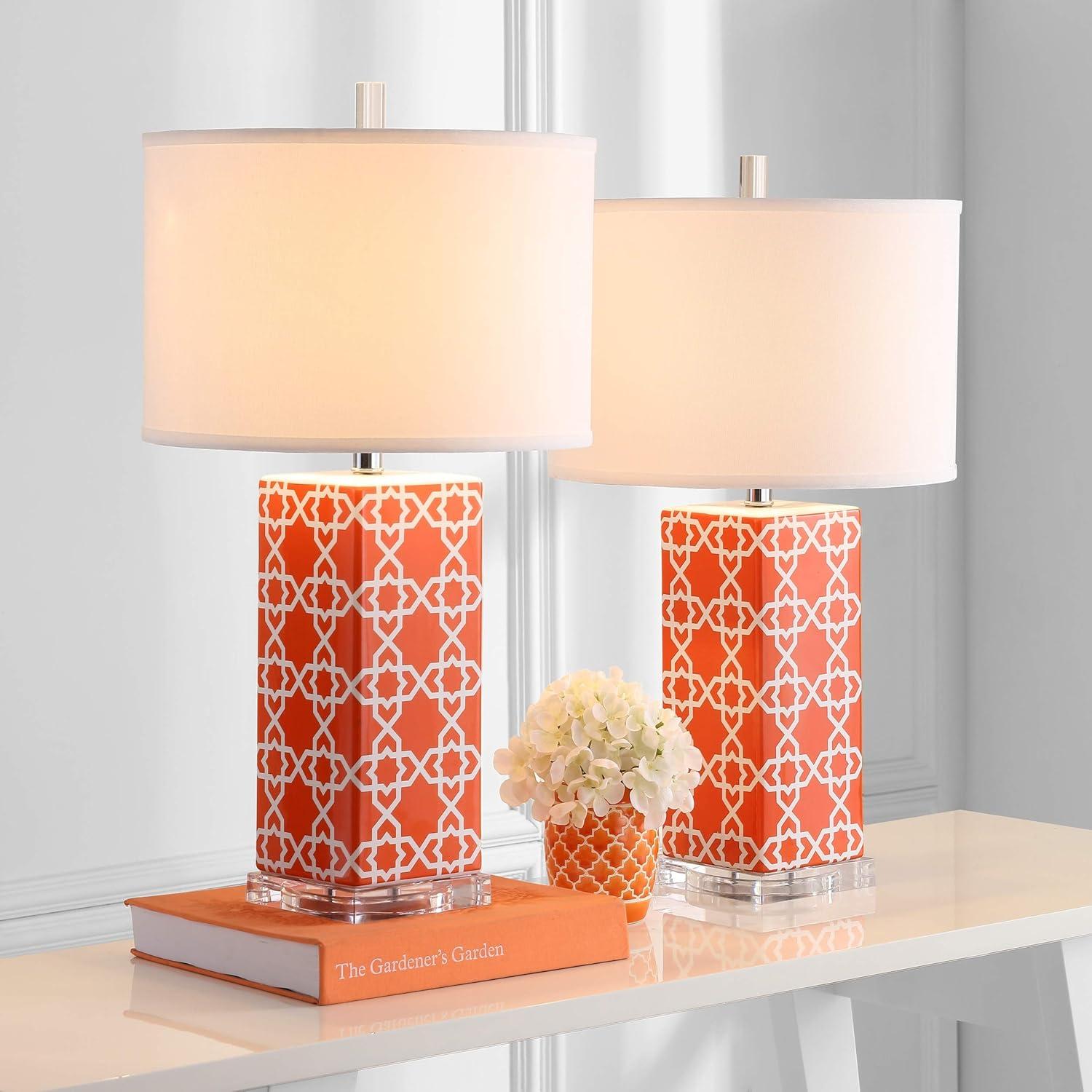Quatrefoil Table Lamp (Set of 2) - Orange - Safavieh.