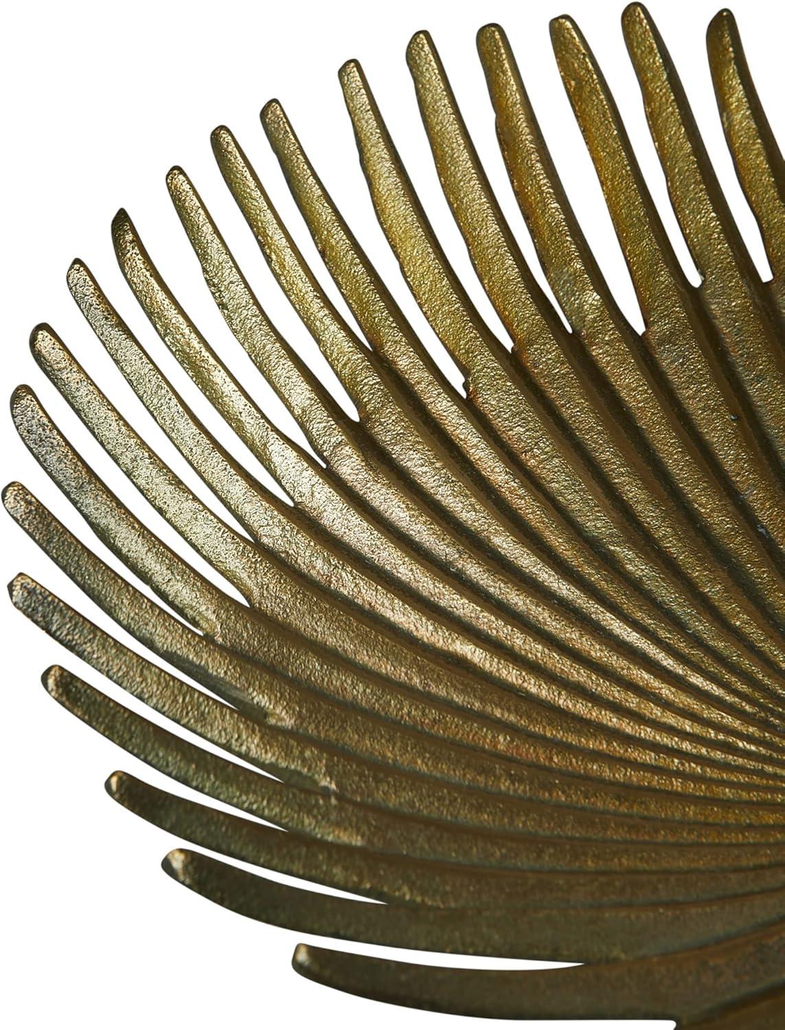 Creative Co-Op Decorative Aluminum Palm Frond Tray, Antique Gold Finish