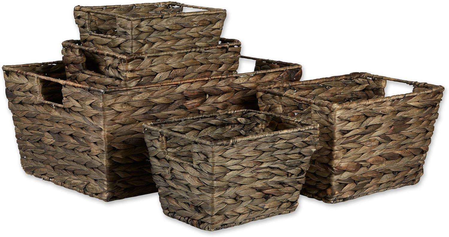 Design Imports Set of 3 Hyacinth Baskets Gray Wash
