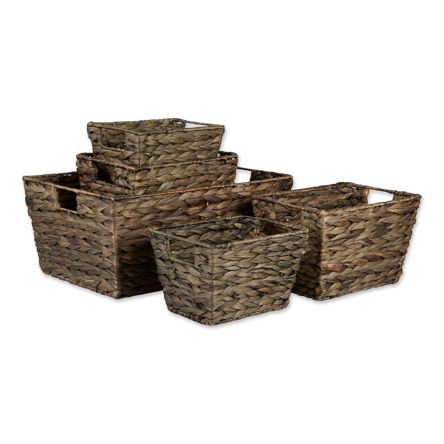 Design Imports Set of 3 Hyacinth Baskets Gray Wash