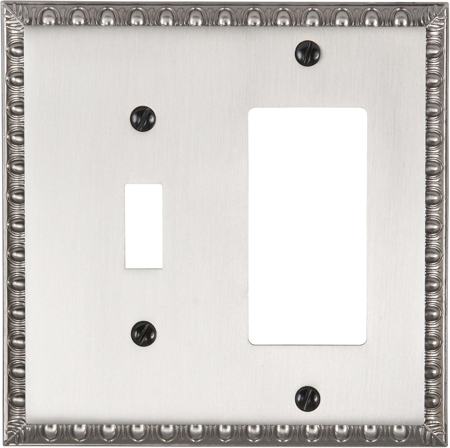 Amerelle 90TRAN Egg & Dart Wallplate, 1 Toggle / 1 Rocker, Cast Metal, Antique Nickel, 1-Pack