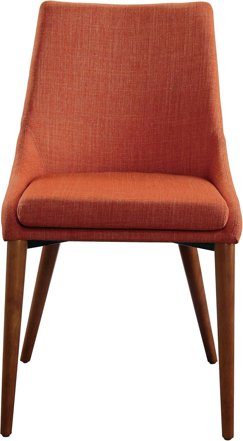 Contemporary Tangerine Upholstered Wood Side Chair