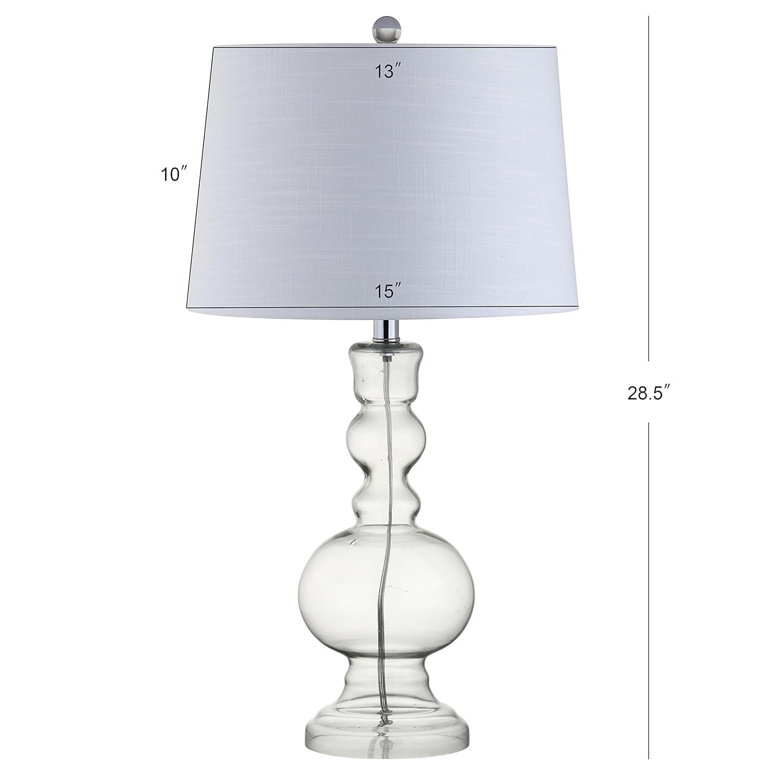 JONATHAN Y JYL1061B-SET2 Set of 2 Table Lamps Genie 28.5" Glass LED Table Lamp Contemporary Transitional Bedside Desk Nightstand Lamp for Bedroom Living Room Office College Bookcase, Clear
