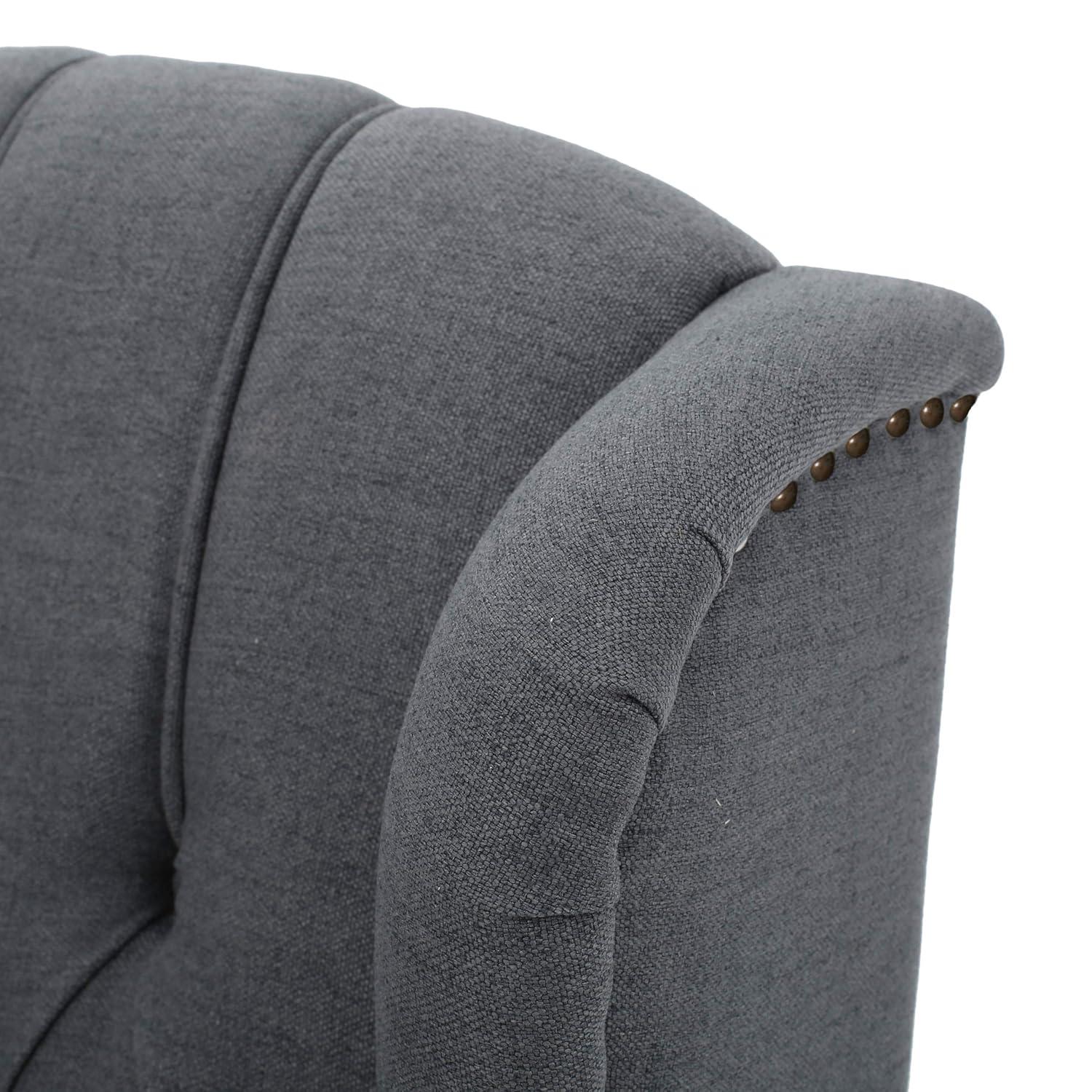 Noble House Walter Wingback Fabric Recliner, Set of 2, Gray