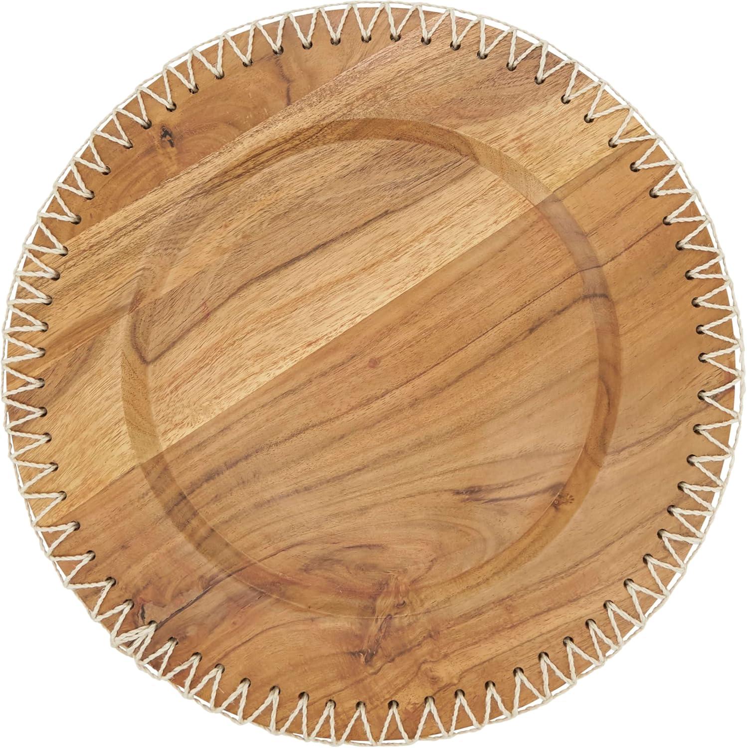 Sousplat Collection Acacia Wood - Jute No Pattern Charger (Set of 4)