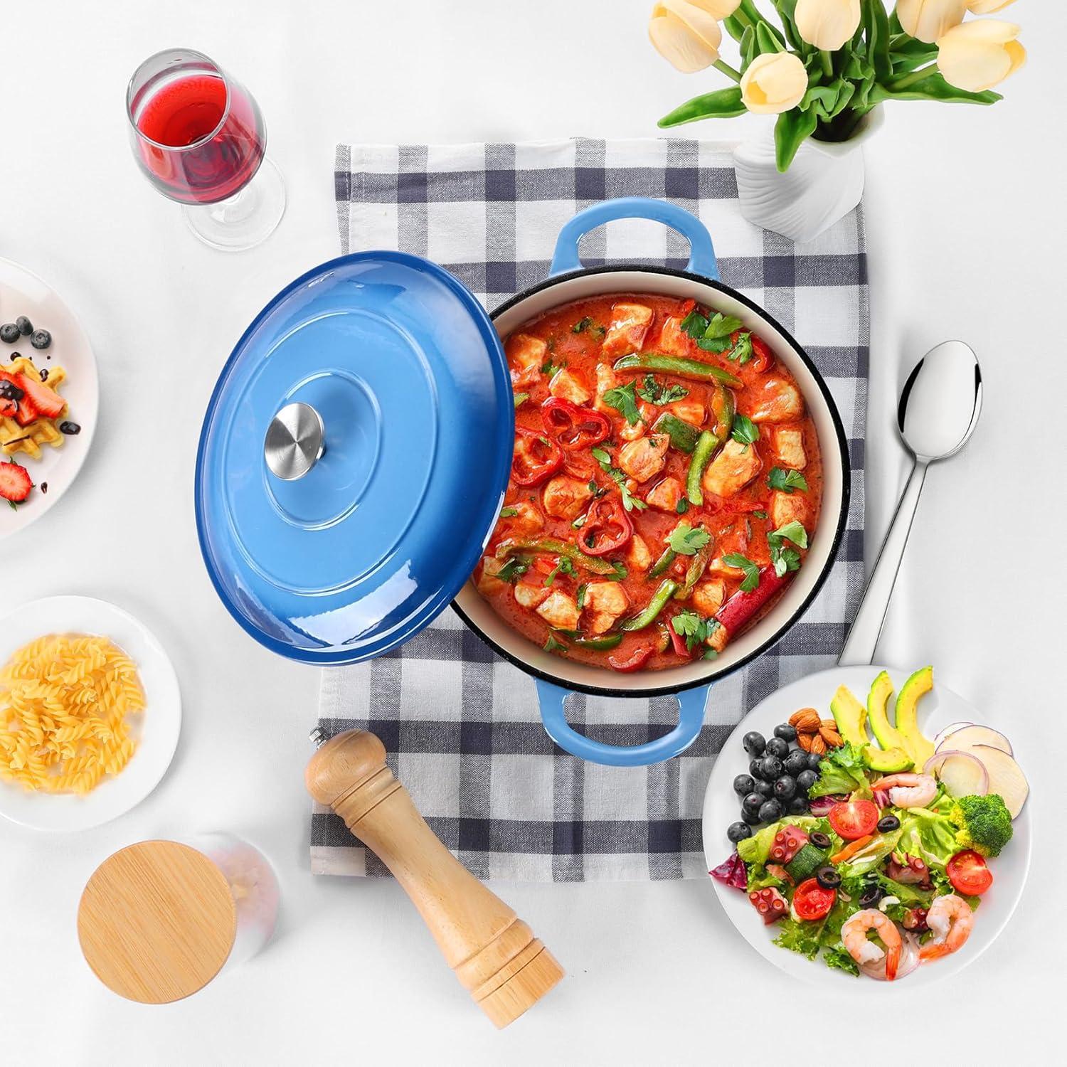 SPECIALTY FLOORING INC Dutch Oven,Enameled Cast Iron Dutch Oven Cooking Pot With Lid & Dual Handles, For Bread Baking Braising Stewing, Heavy Duty & Non Stick, Oven & All Stovetops Safe