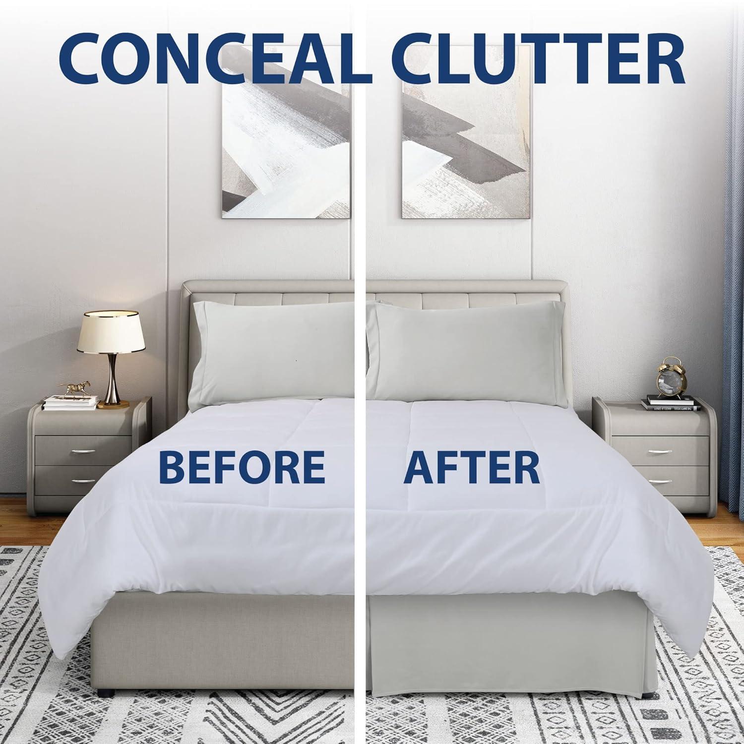 Swift Home | Basics Pleated Microfiber Bed Skirt 14-inch Drop Light Gray King