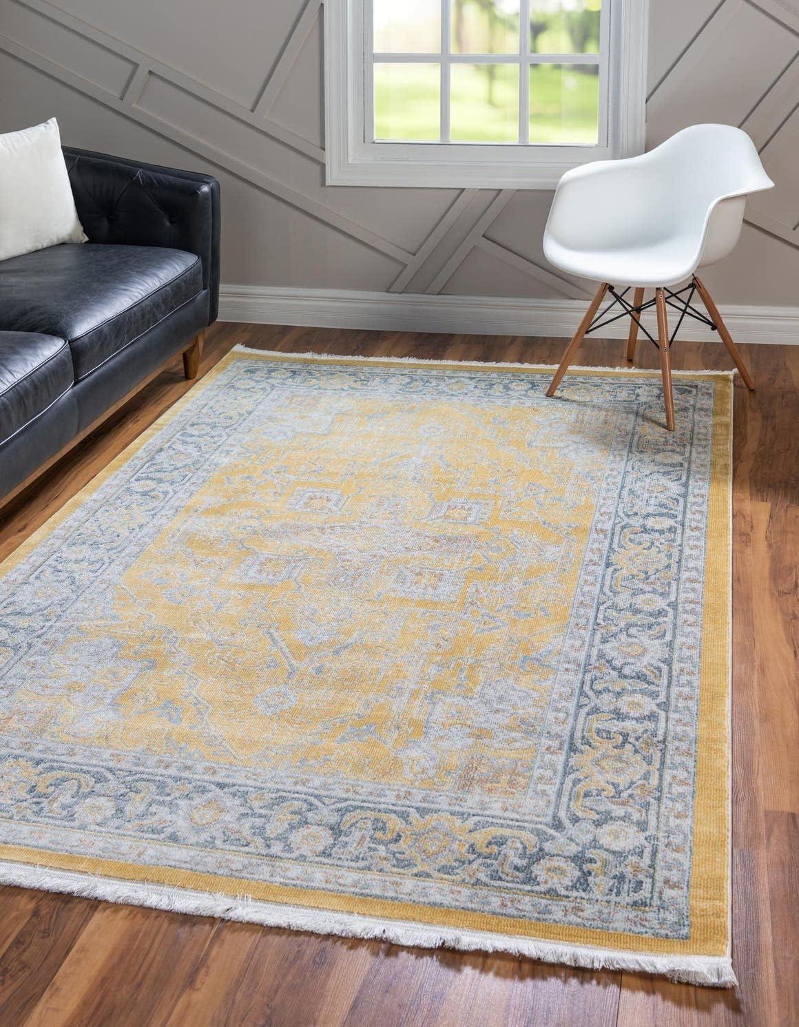 Unique Loom Baracoa Collection Area Rug - Prado (9'  x 12' Rectangle Yellow/Ivory)
