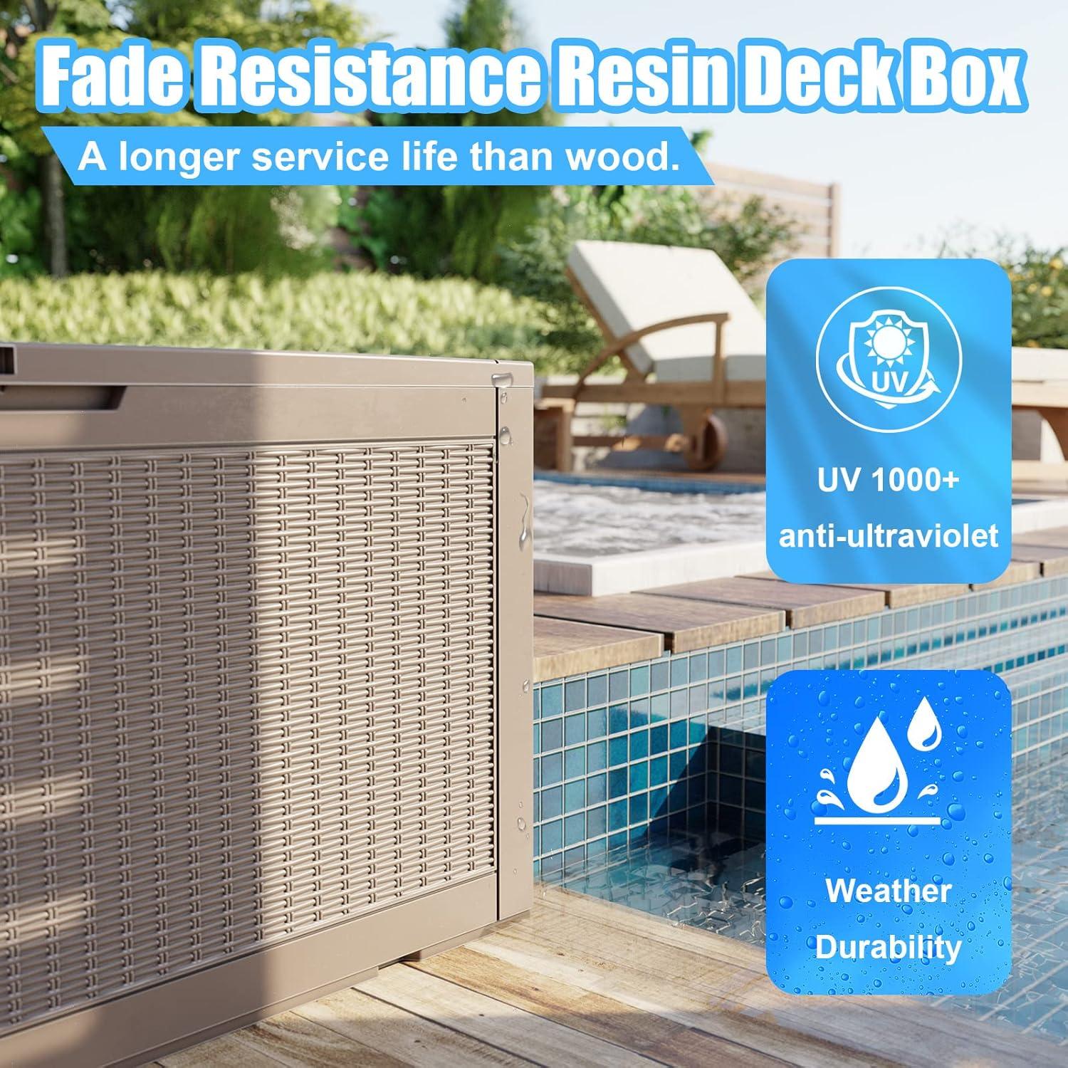 Light Brown 100 Gallon Lockable Resin Deck Box